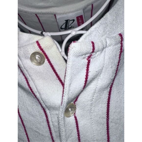 Vintage Logo Athletic  PHILIES Shirt Jersey Striped Vintage Ivory Jersey Size la - Picture 9 of 11